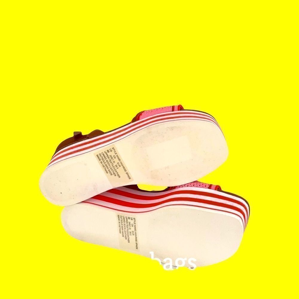 KATE SPADE NIB KNITTED RUNWAY EVA HIGH RISE SPADE STRIPED PLATFORM WEDGE 8M - Picture 8 of 9